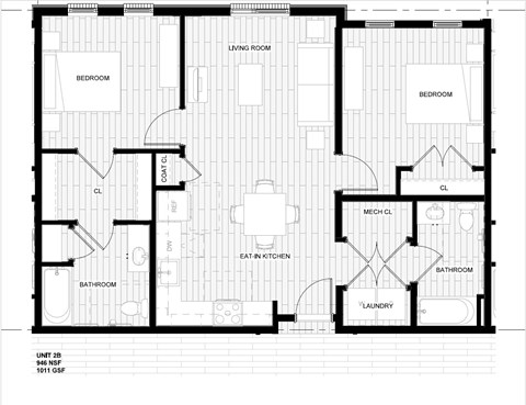 2 bed 2 bath floorplan at 36N Apartments, Tulsa, Oklahoma